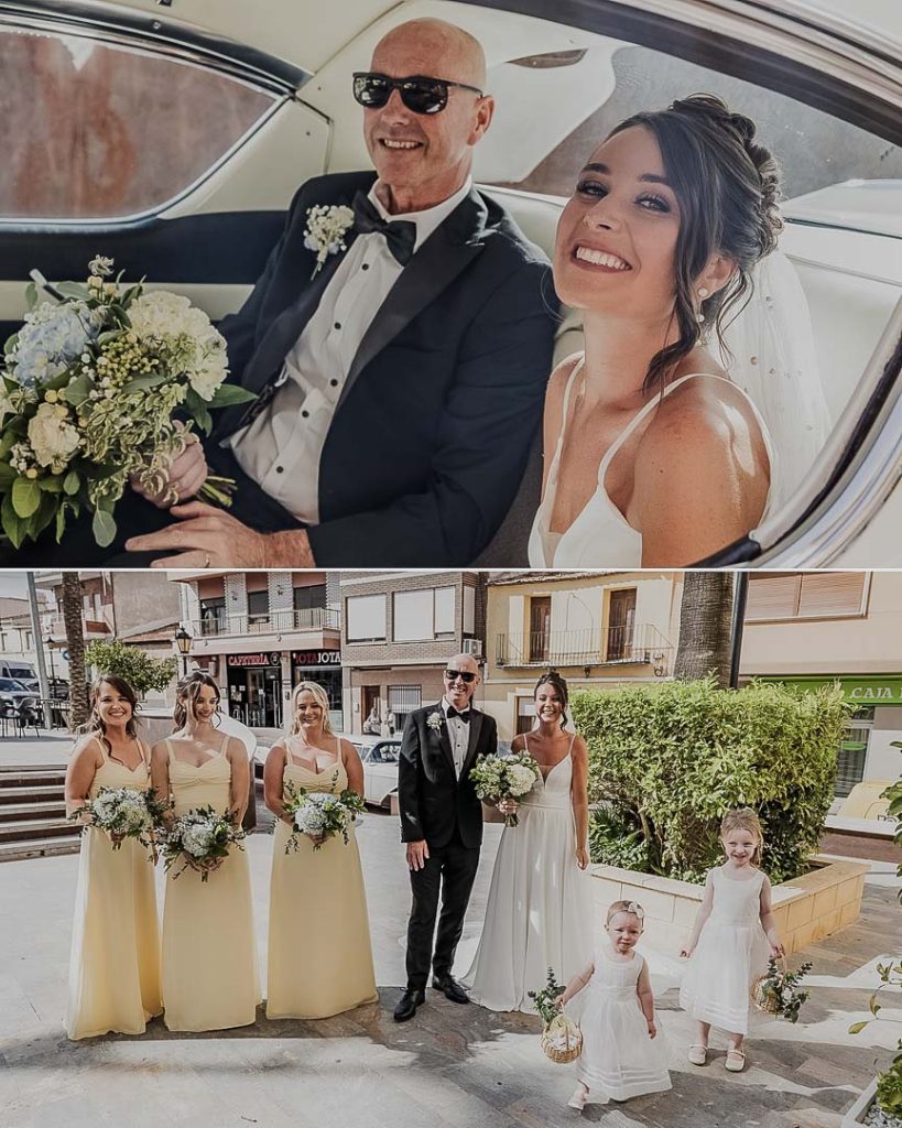 boda de destino en villa vera ceremonia llegada de la novia en cadillac
