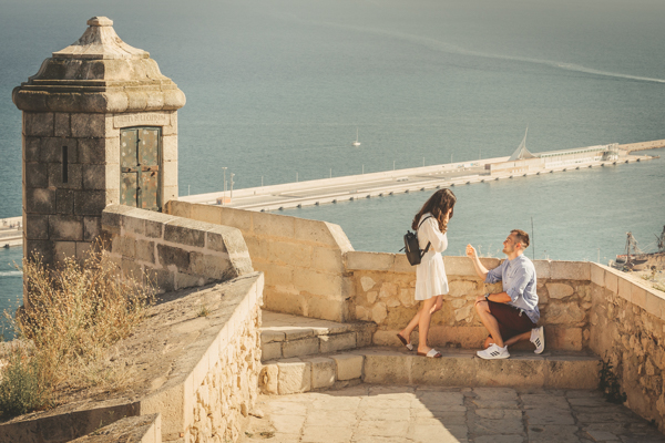 Proposal at Castle Santa Barbara in Alicante.